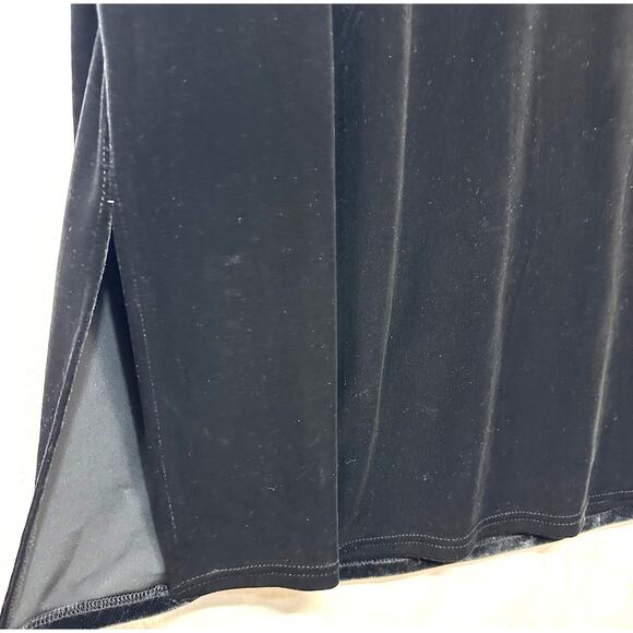 Walter Medium Black Short Sleeve Maxi Dress Velvet Mock Neck Romantic Goth Sexy - Picture 3 of 12